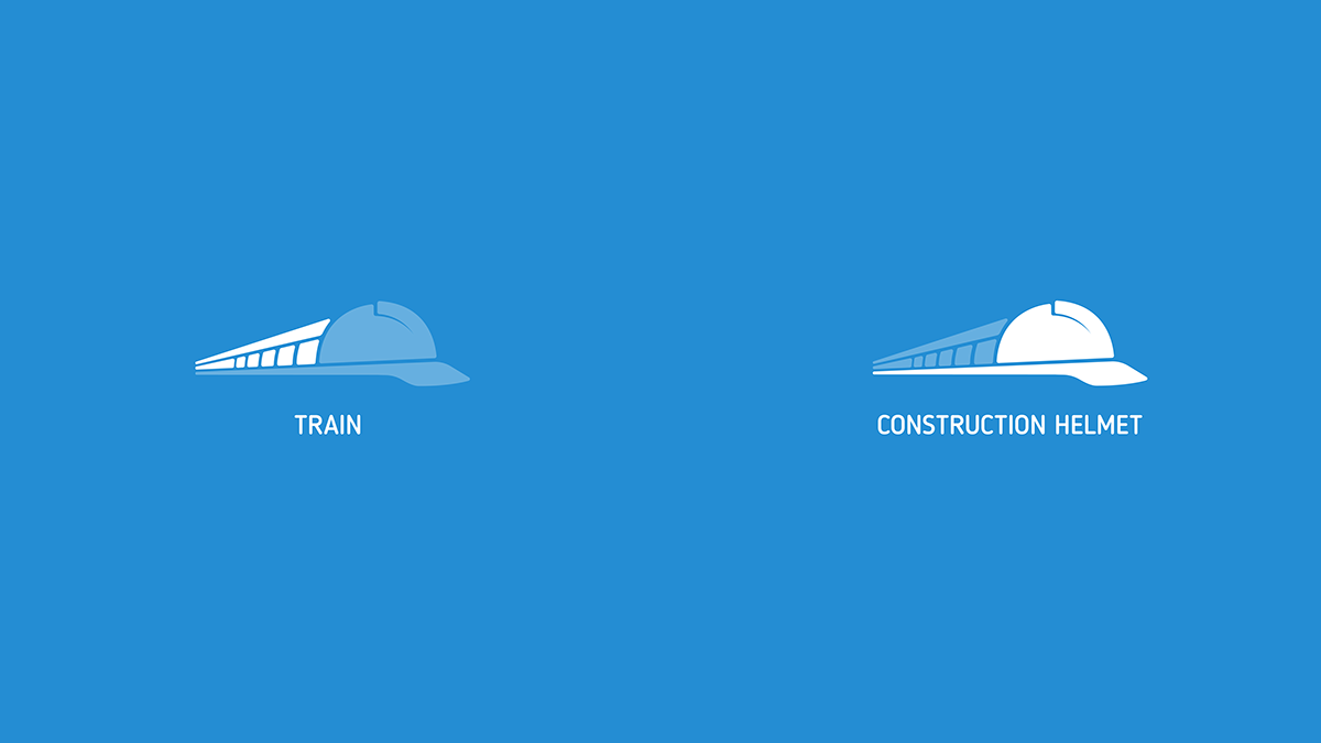 brand branding  company construction firm Helmet logo railway train trains