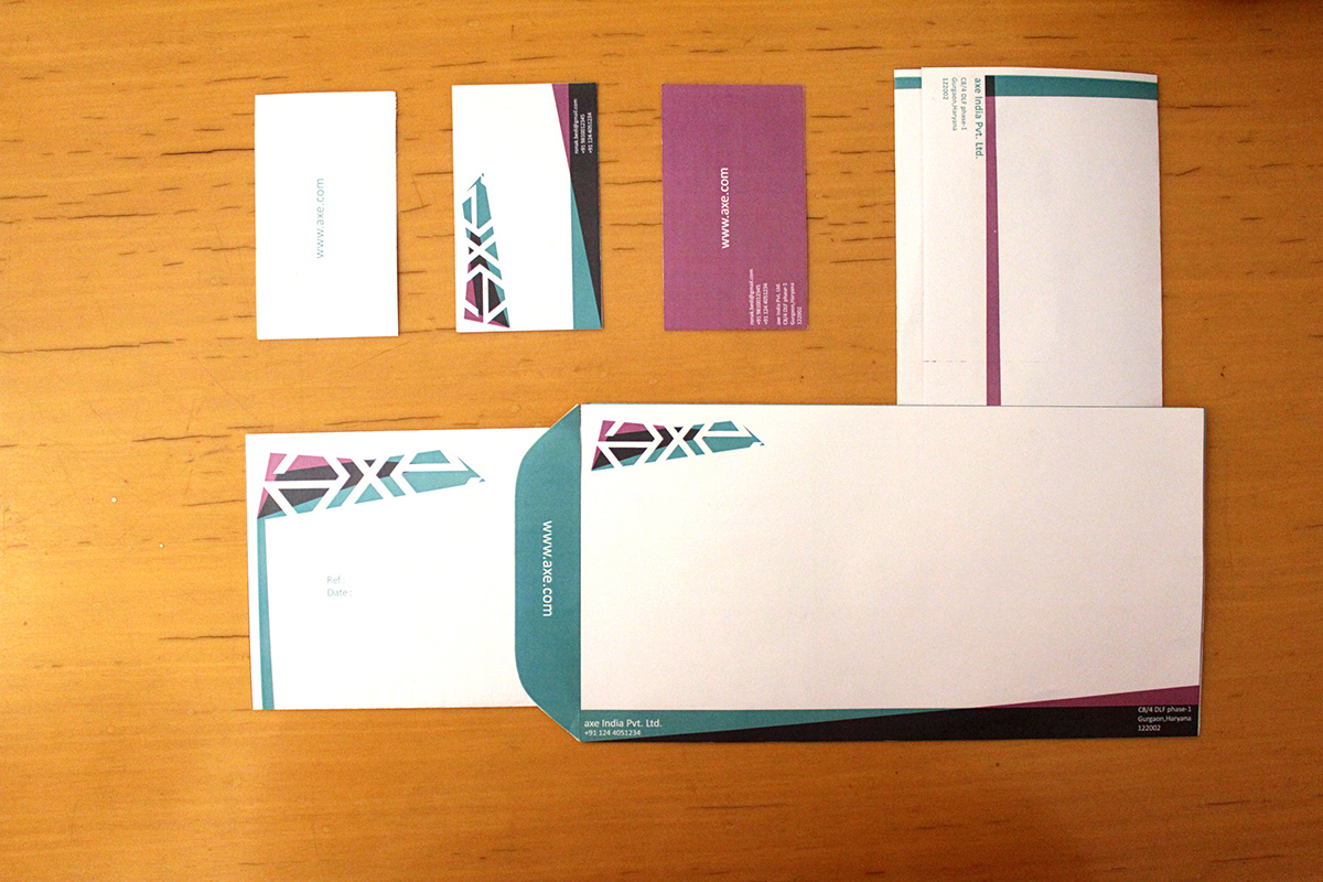 Letterform axe stationary identity Corporate Identity