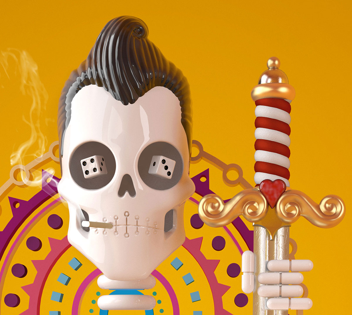 Diseño 3D Dia De Muertos mexico c4d diseño mexicano cinema 4d Render CGI 3D