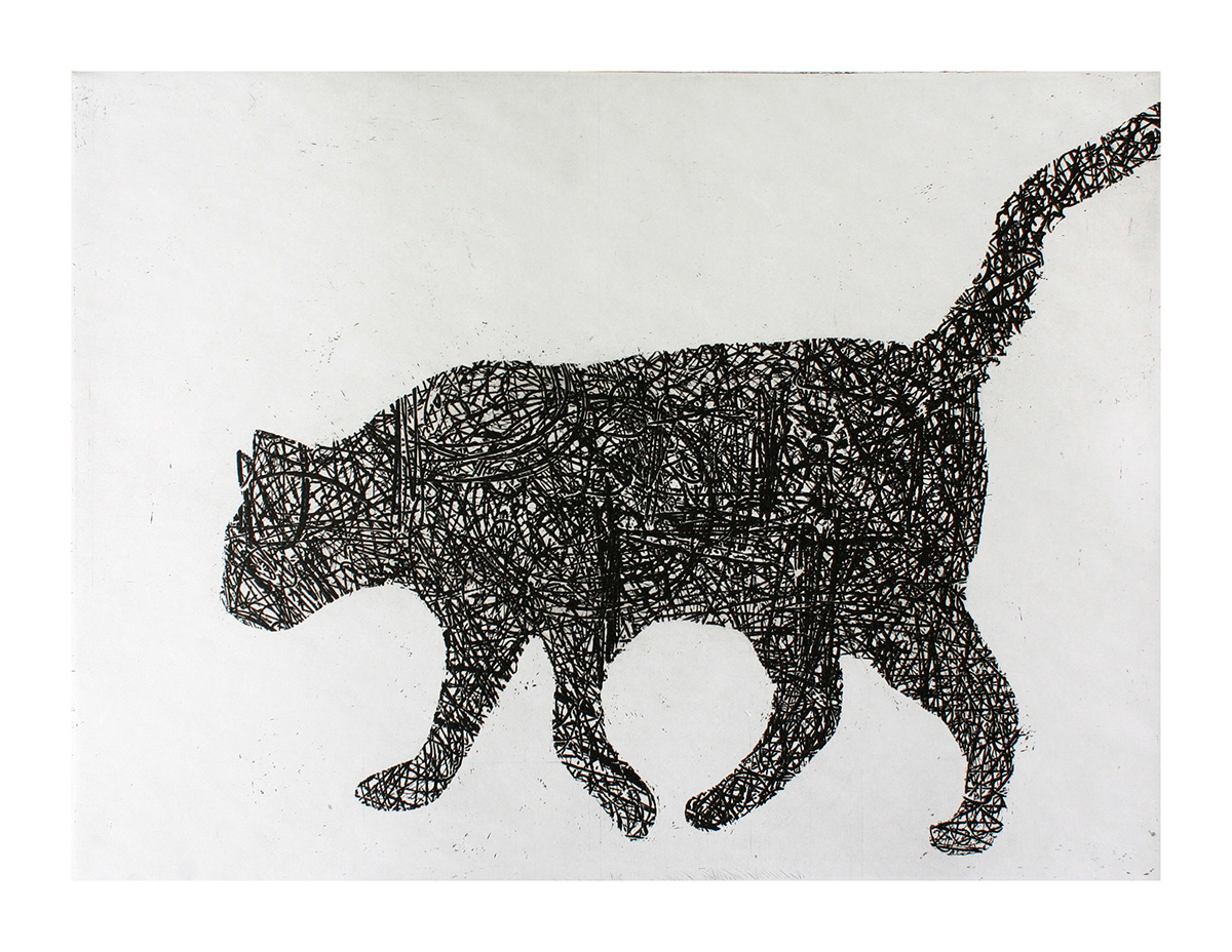 traditional  etching relief intaglio Cat shadow acid