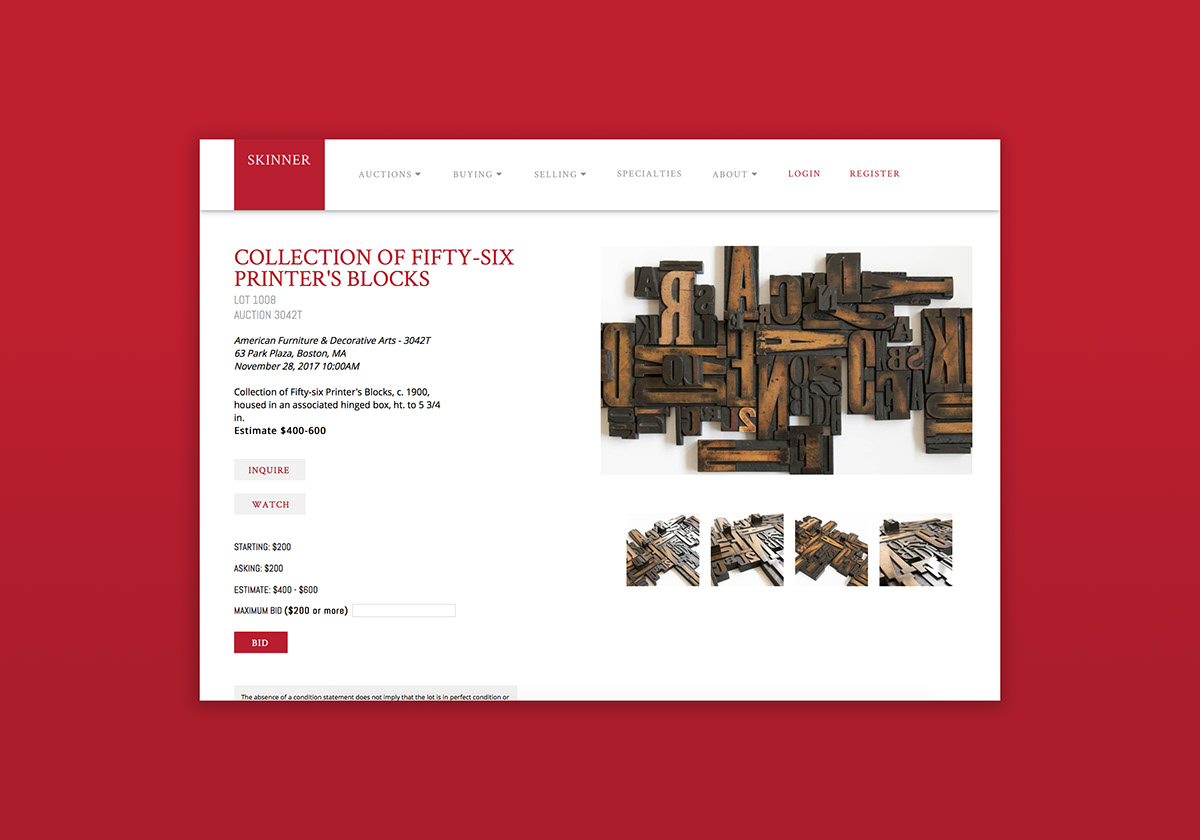 skinner auctions Skinner Website auction website redesign