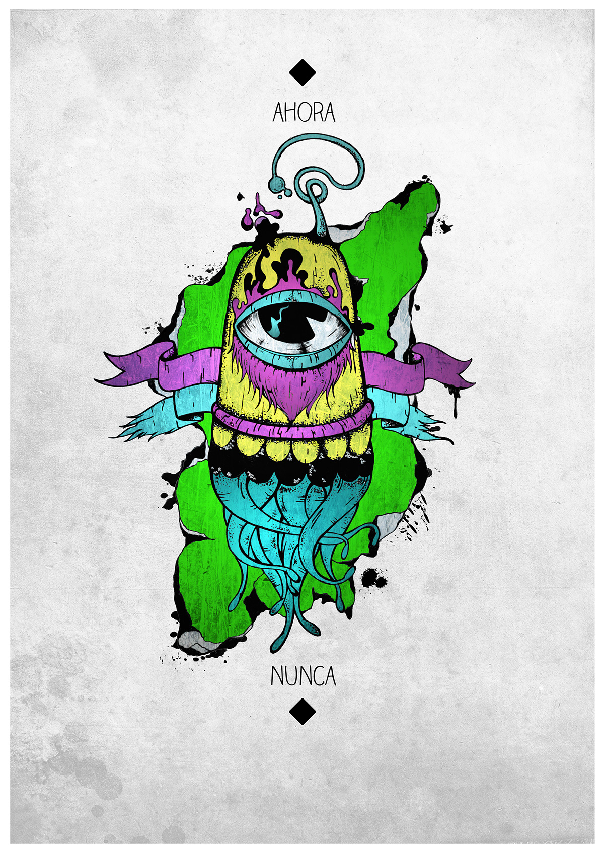 ahora nunca Monstruo monster pulpo octopus poster dibujo diseño never colours tentaculos afiche art eyes