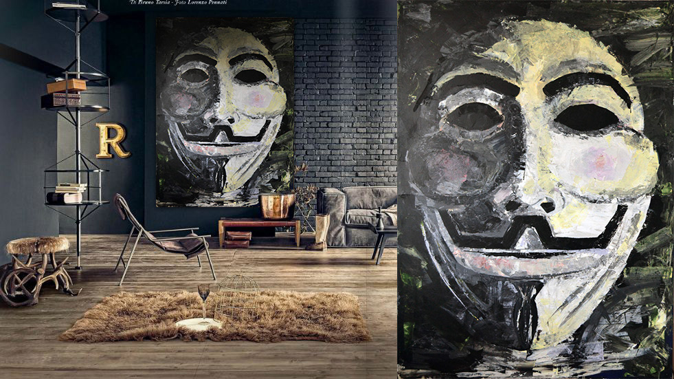 acrylic art malerei abstract guy fawkes vendetta anonymous lion bird