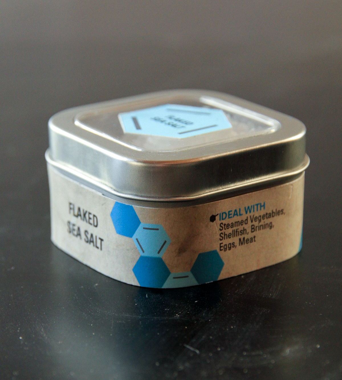sea salt Salt wood packaging Label Bellywrap Label multiple color hexagon scientific Salt Package package