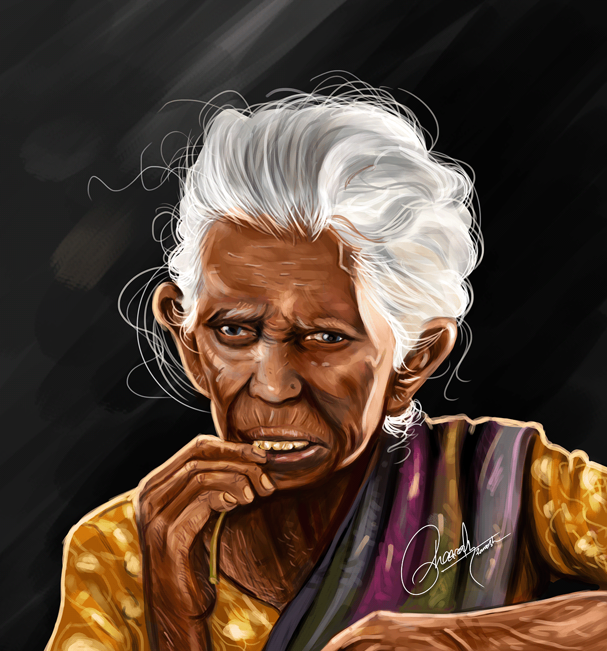 digital painting old lady oldage photoshop painting poor poor lady