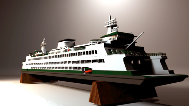 ferry 3D model Maya polygon ncad photoshop 3d render