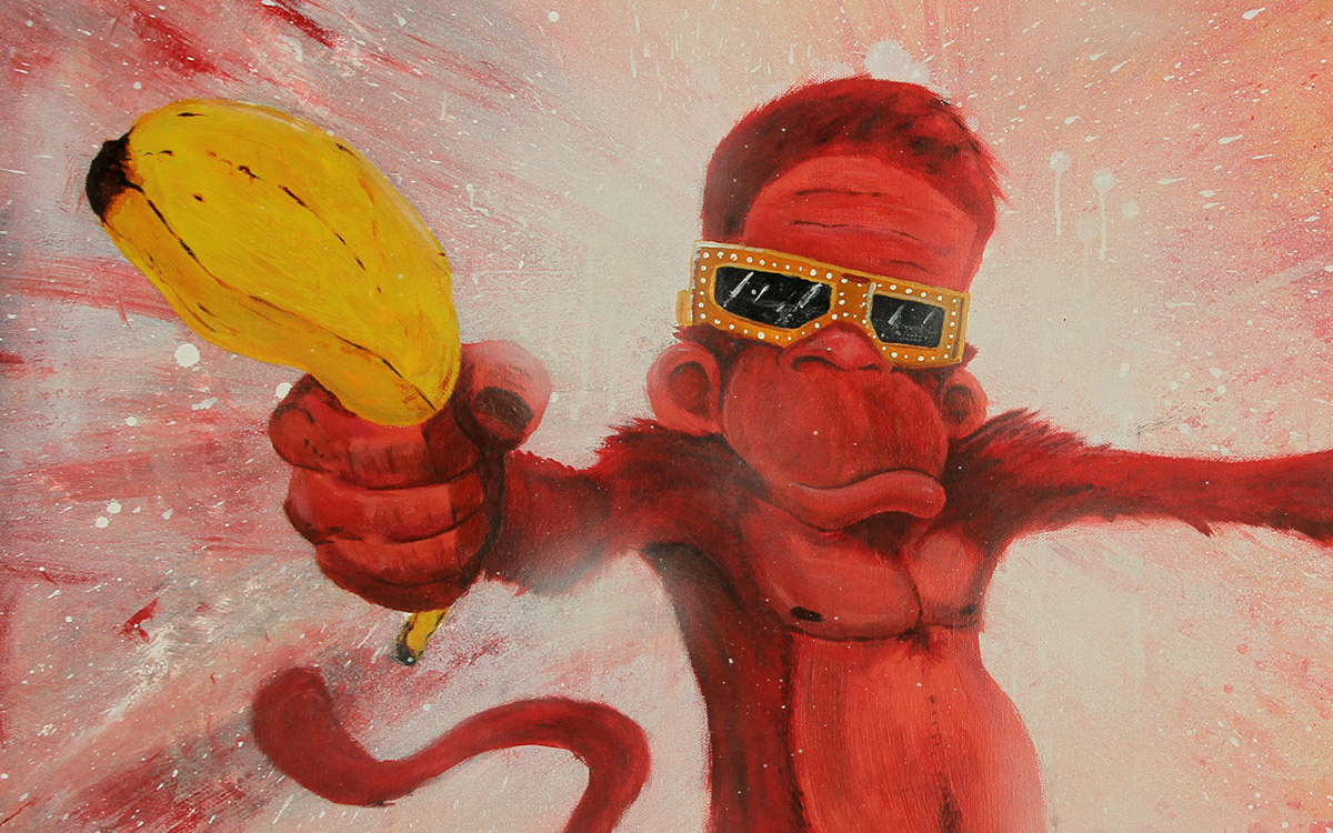 Adobe Portfolio rockn rolla monkey red monkey monkey painting monkey illustration banana guns