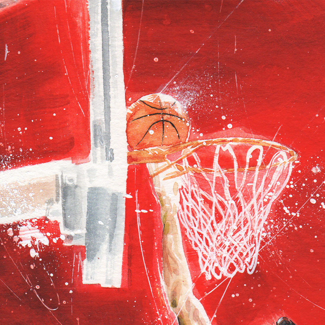 NBA basketball painting   watercolor Players teams sports DUNK jump play