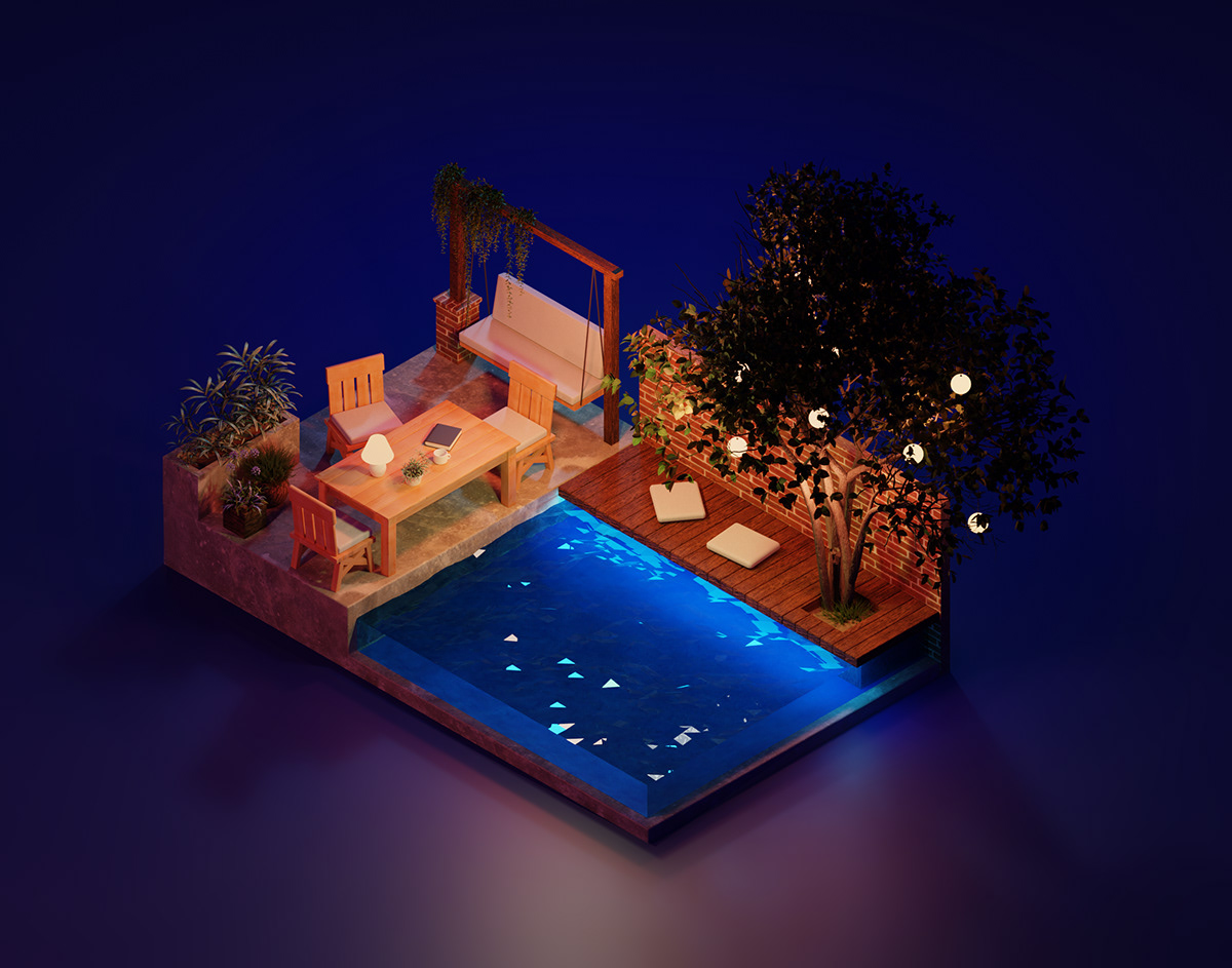 3D Blender 3d modeling artwork camping chill death Digital Art  ILLUSTRATION  Render retreat