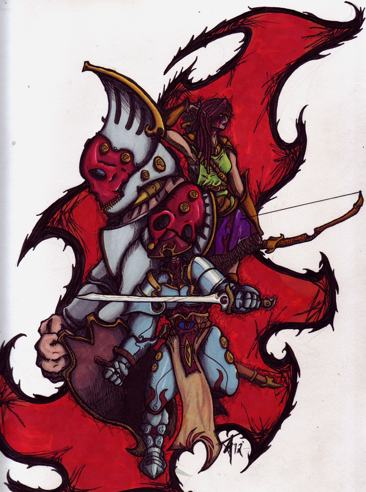 Marker bristol board fantasy knight archer elf