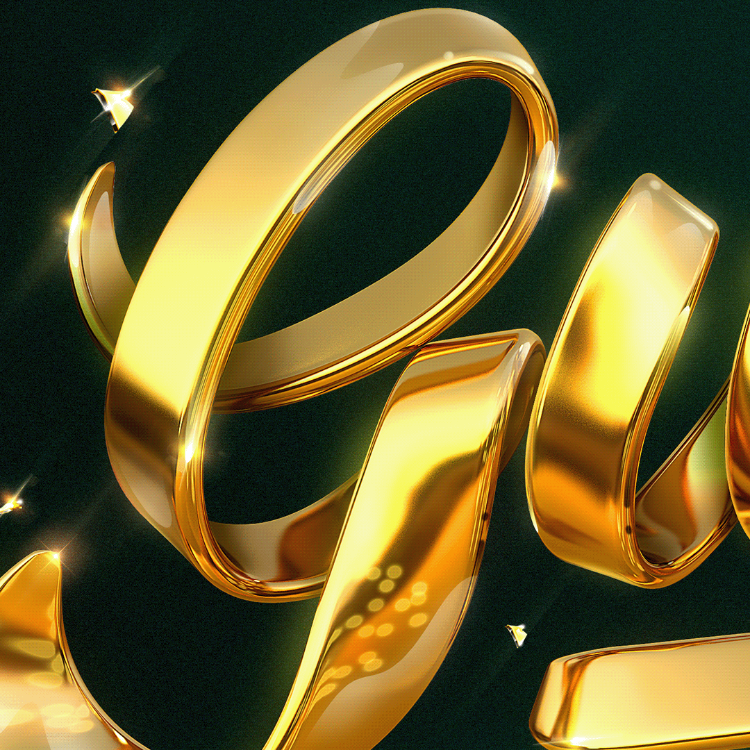 gold luxury Fashion  lettering Handlettering c4d cinema 4d Render 3D Graffiti