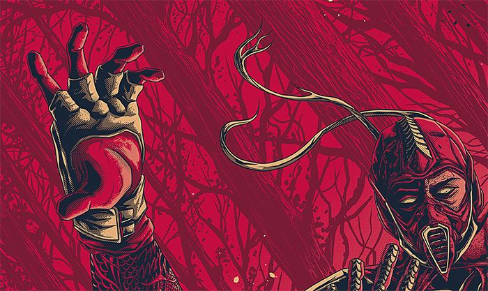 poster video game STREET FIGHTER mortal kombat red fight mashup