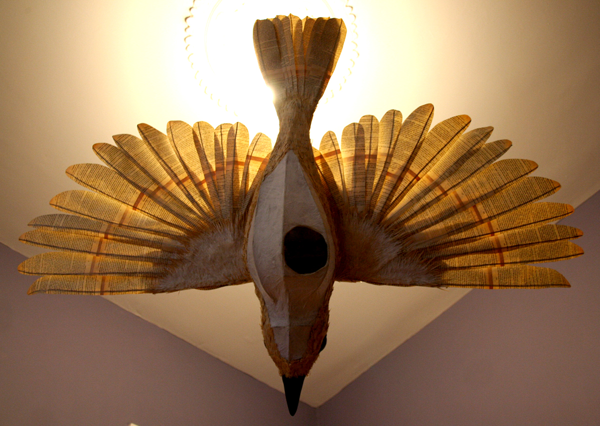 bird paper craft 3D lantern model handmade old Beautiful wing light design