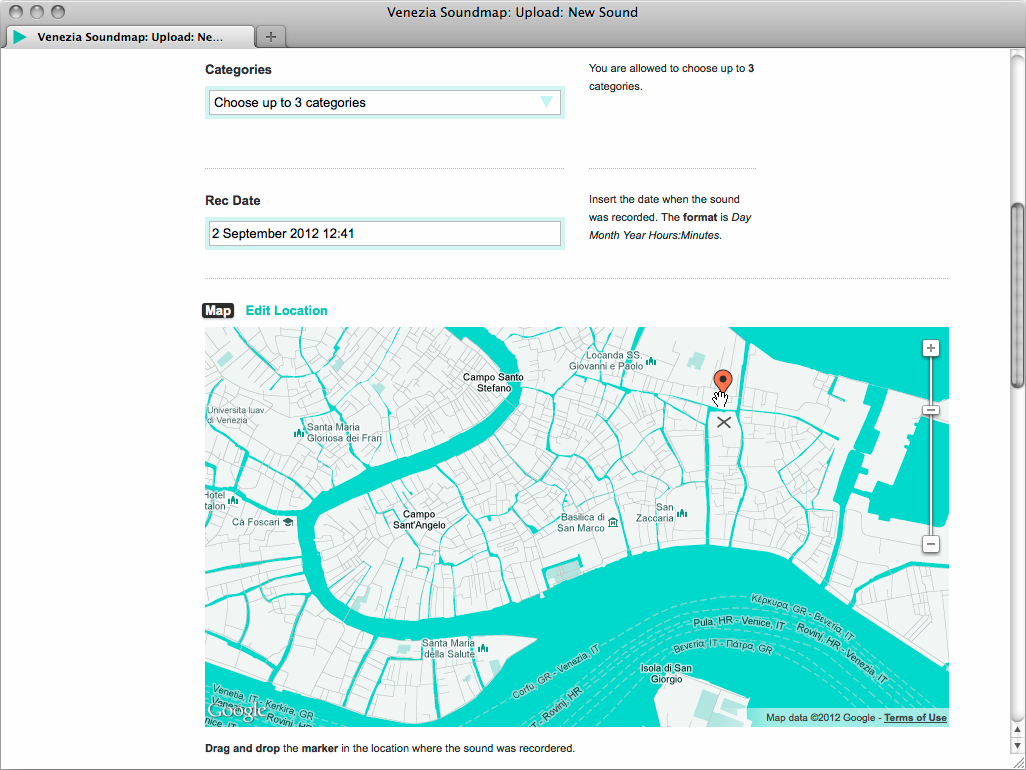 google maps venezia Venice collaborative database compositions lagoon map Sound MAp soundmap sounds
