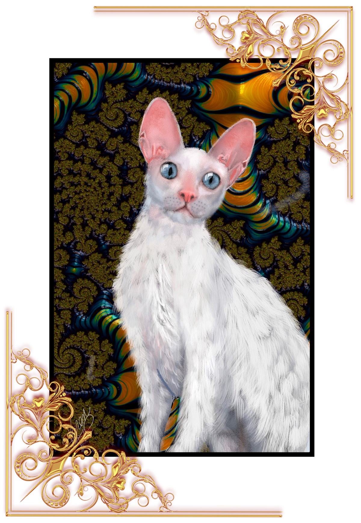 digital painting illustrations animals feline cats cornish rex