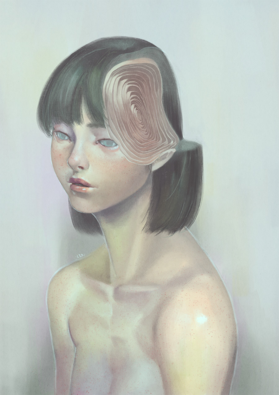 portrait self layers dissect short hair girl