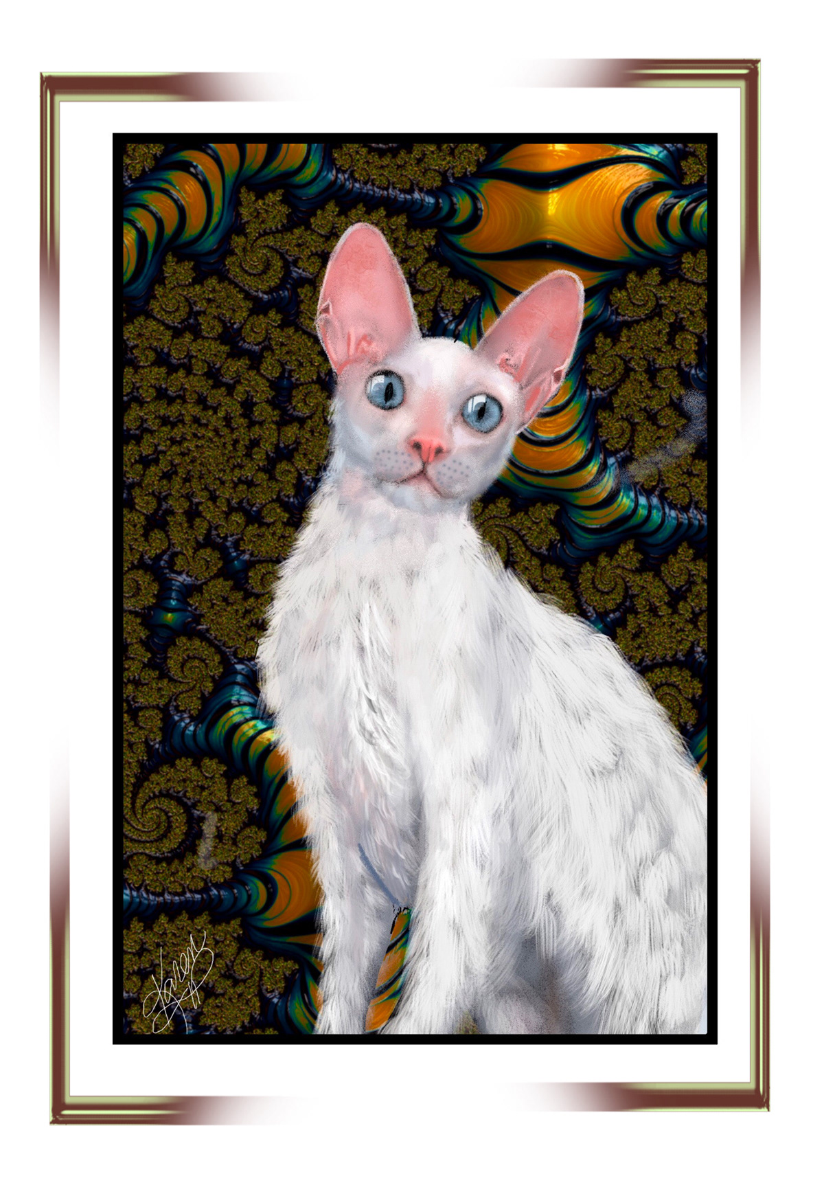 digital painting illustrations animals feline cats cornish rex