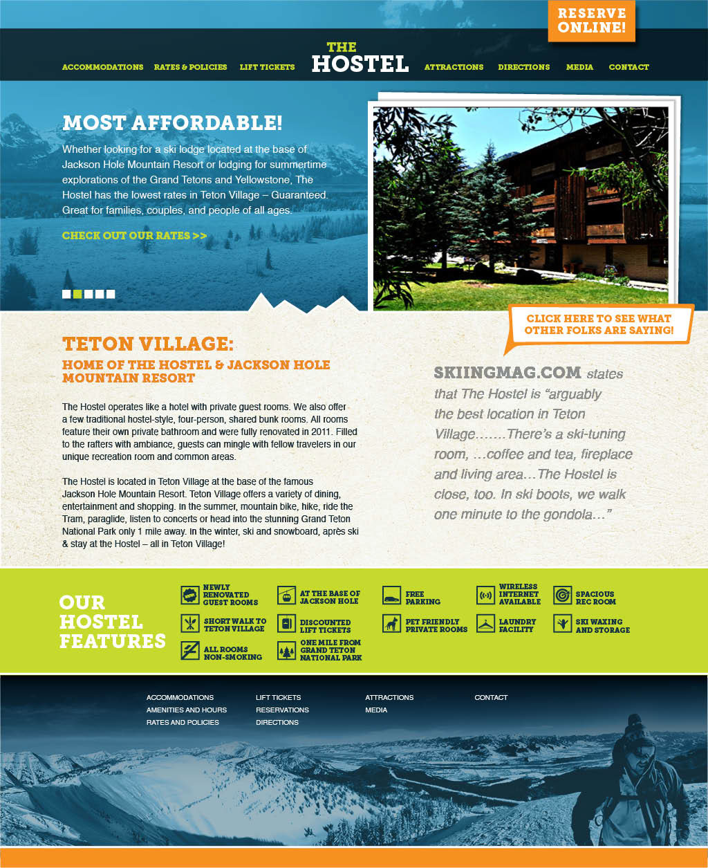 Jackson Hole lodge The Hostel recreation skiing Snowboarding Accommodations
