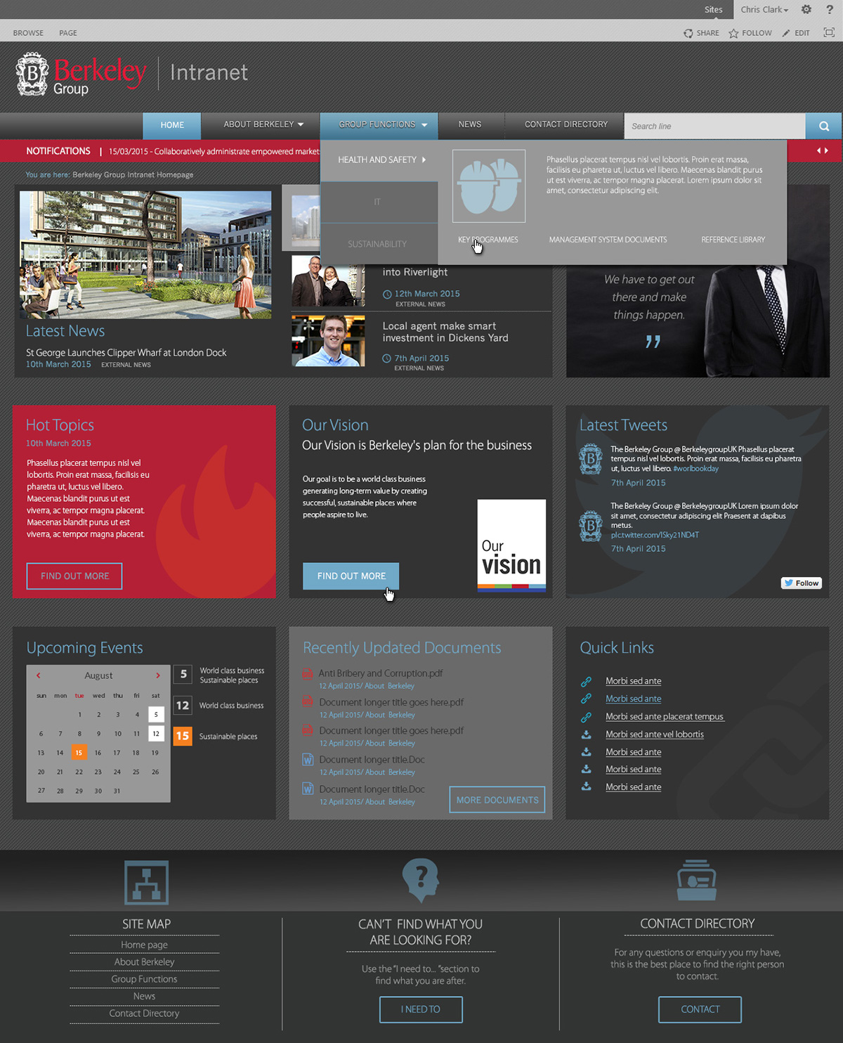 Intranet UI ux Style look and feel content