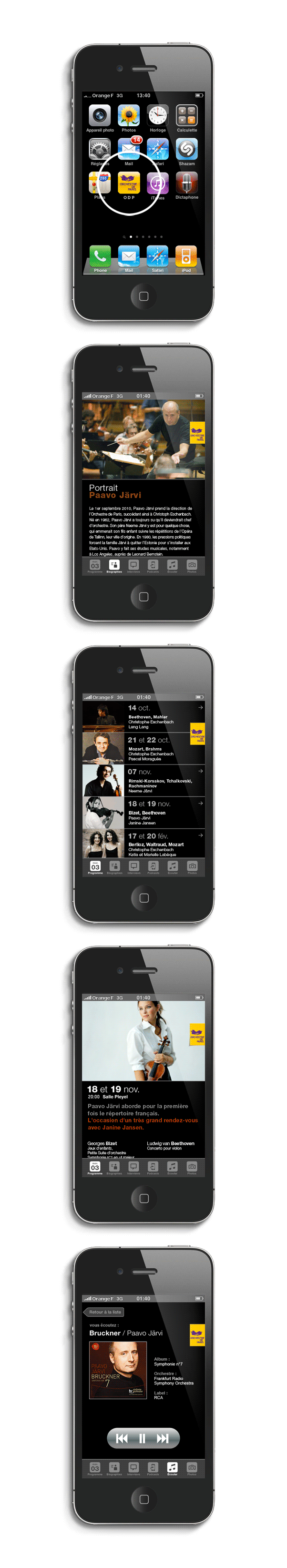 app iphone Musique Interface