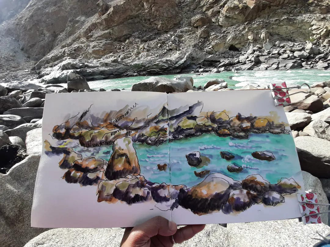 Brokpas ladakh mountains reportage illustration sketchbook Travel traveljournal travelsketchbook Urbansketching himalayas