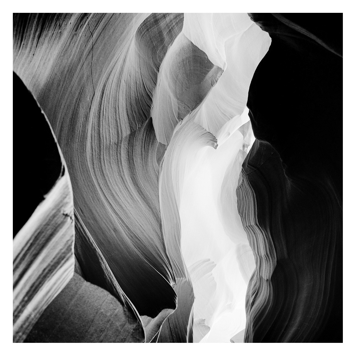 Gerald Berghammer | Black and White Photography – Antelope Canyon rock formations Arizona USA