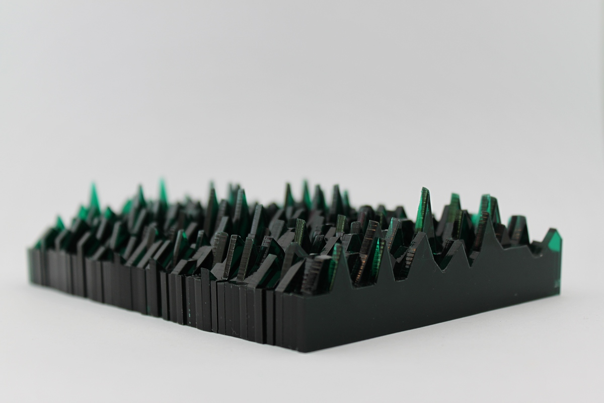 SPAM mail mailbox plastic Lasercut diagram graphic 3D Landscape green object visualisation Data concept