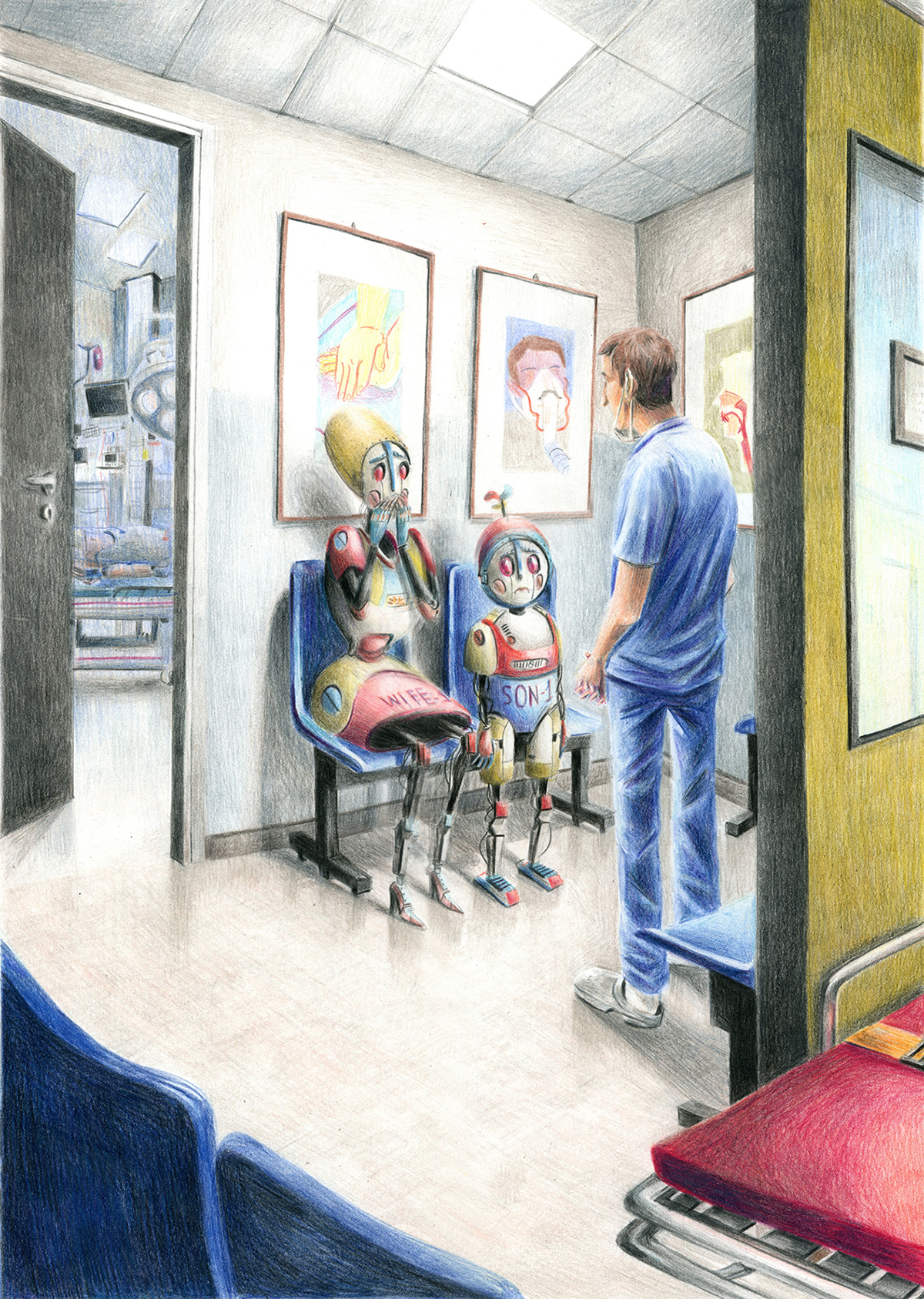 nocturnes robot robots contest germany Hoffmann colored pencil racconti TALES hospital Space  Planets