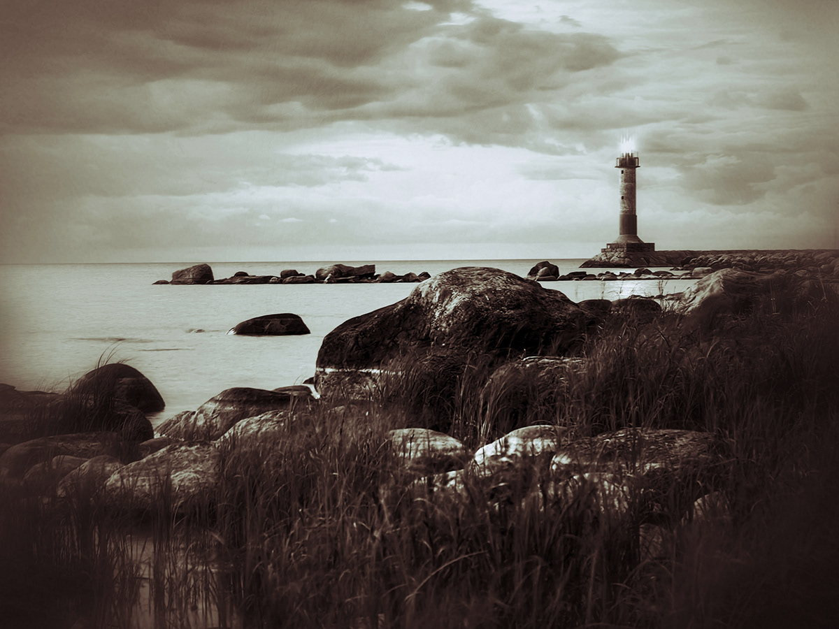 lighthouse sea water Nature Landscape Photography  black and white monochrome mobile vintage