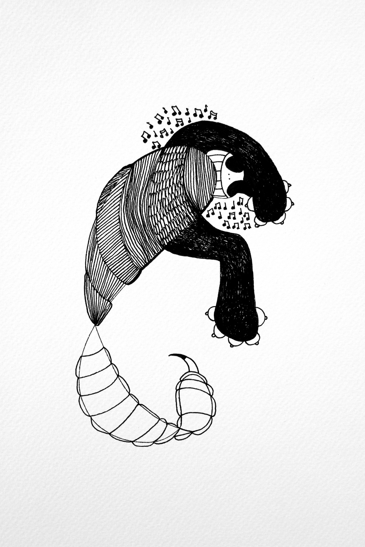 species creatures pen ink line art pattern paper a4 art