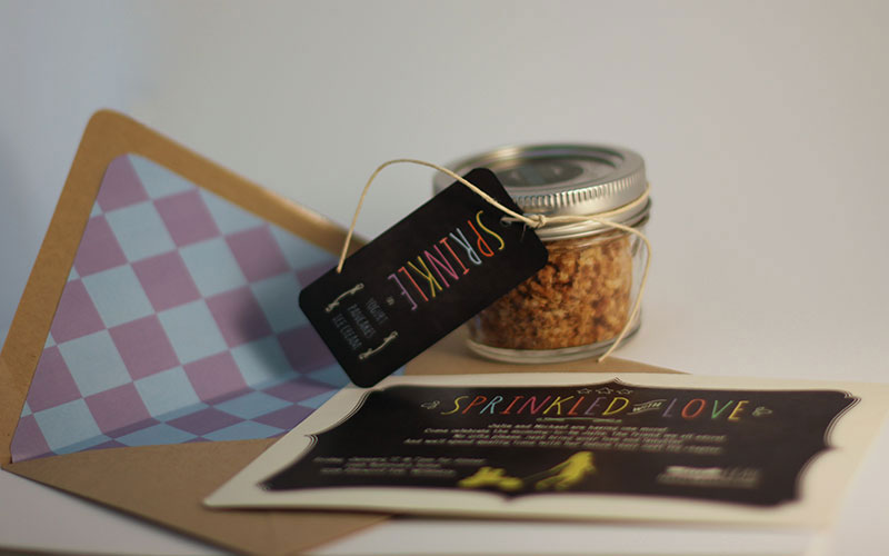 granola Chalkboard sprinkle mother Baby Shower natural homemade ball jar mason jar Invitation envelope liner