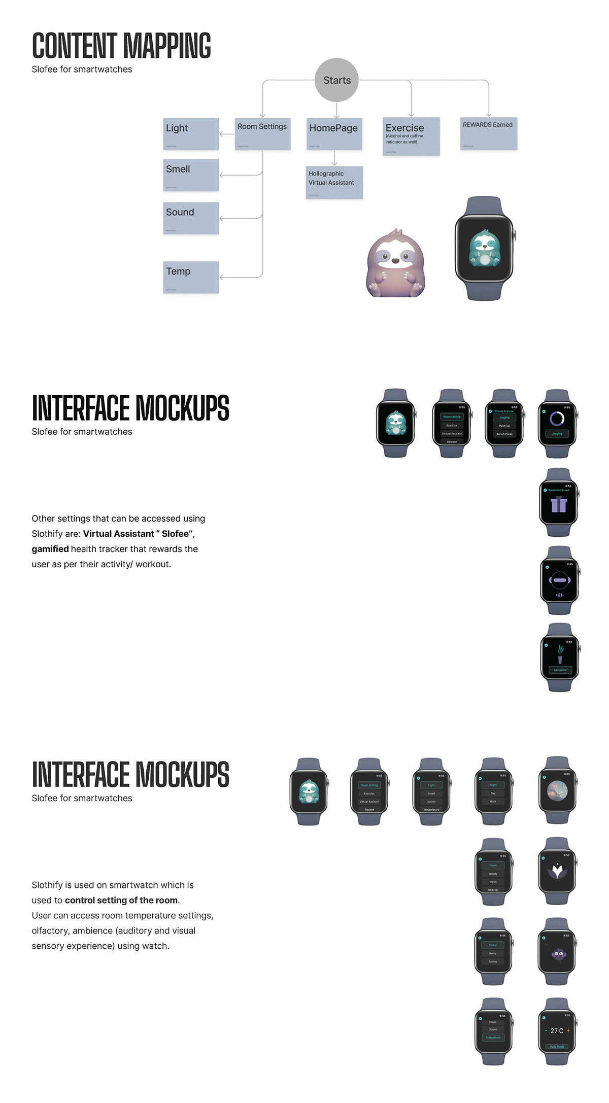 Adobe Portfolio designathon Figma sloth smartwatch UI/UX user interface