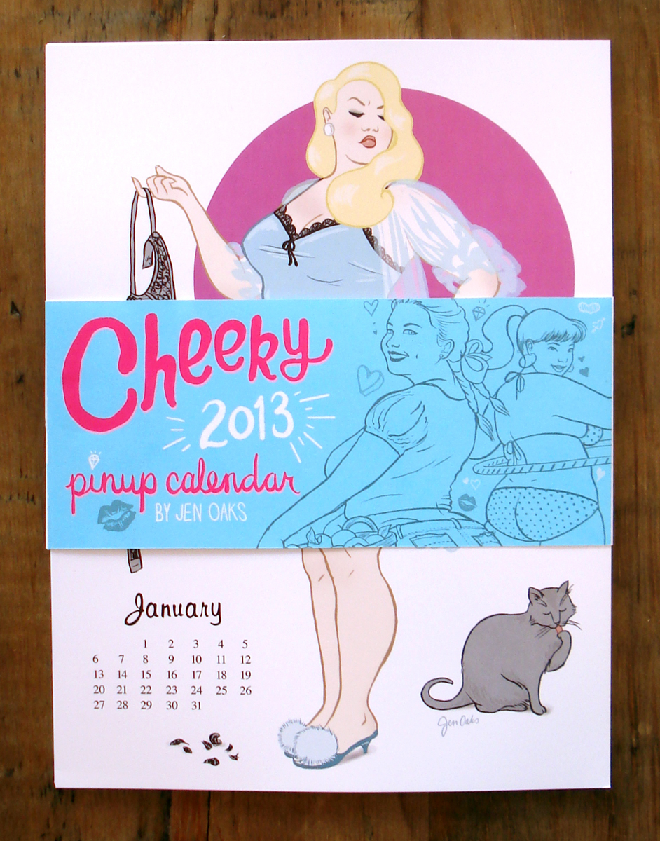 calendar pinup pin up women chubby fat bbw Plus size sexy illustrated paper goods