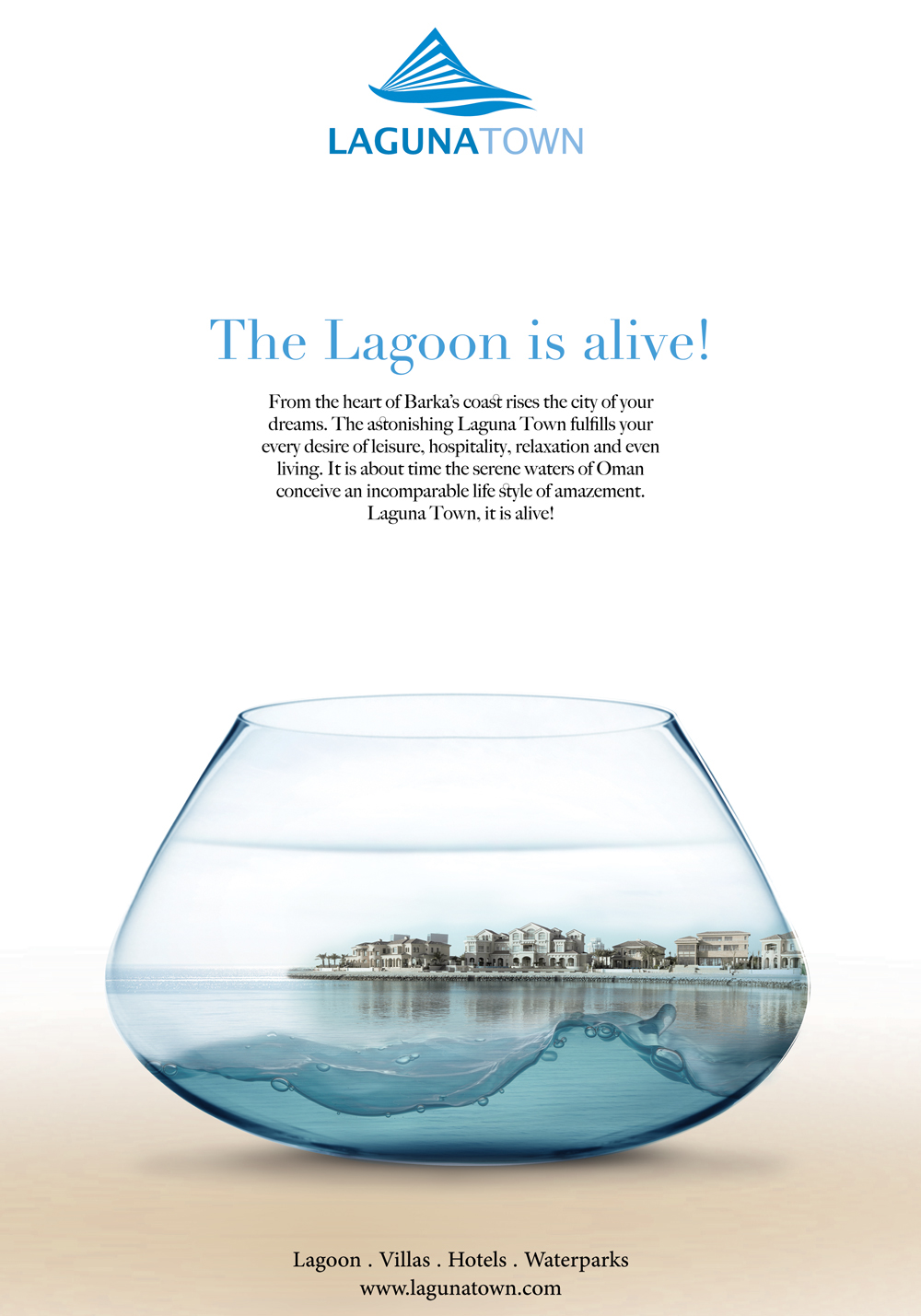 laguna town Muscat Project water minimaliste minimalistic press ad poster