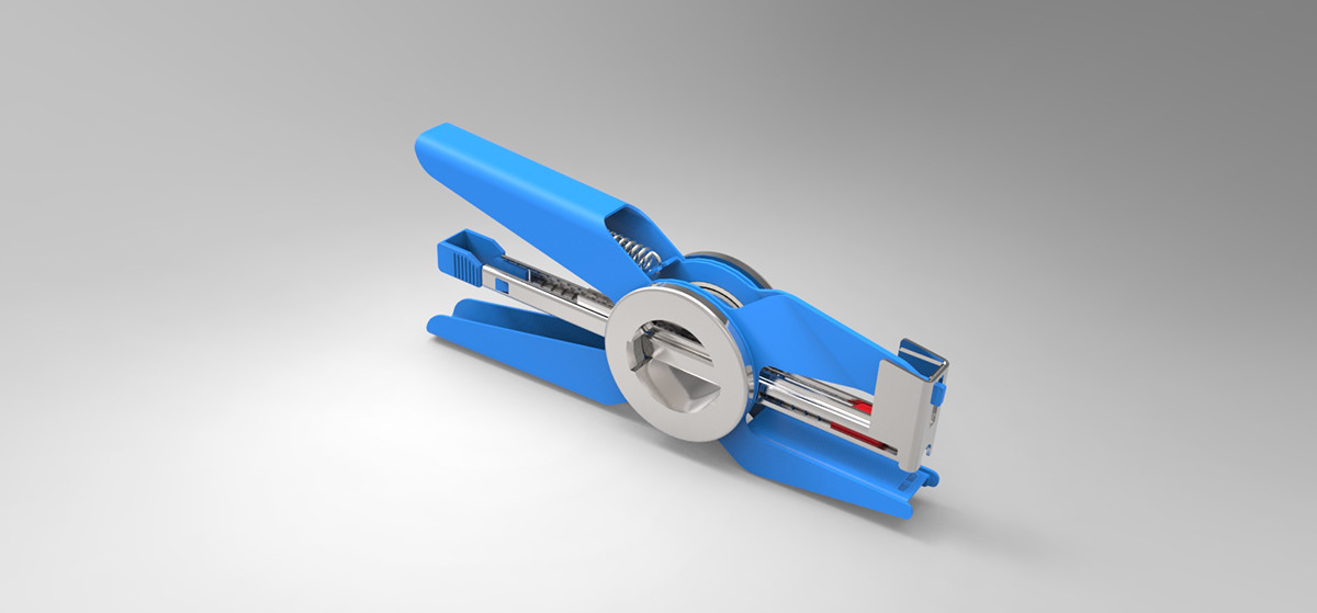 stapler blue concept hole ribbon metal