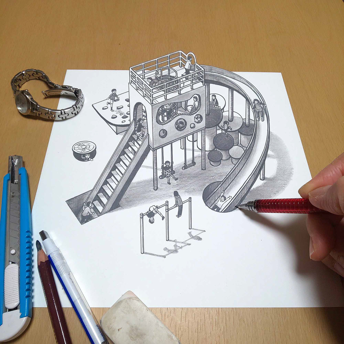 A Very Small 3D Illusion Drawing on the Desk :: Behance