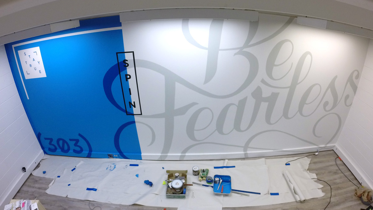 Mural lettering wall painting design Layout