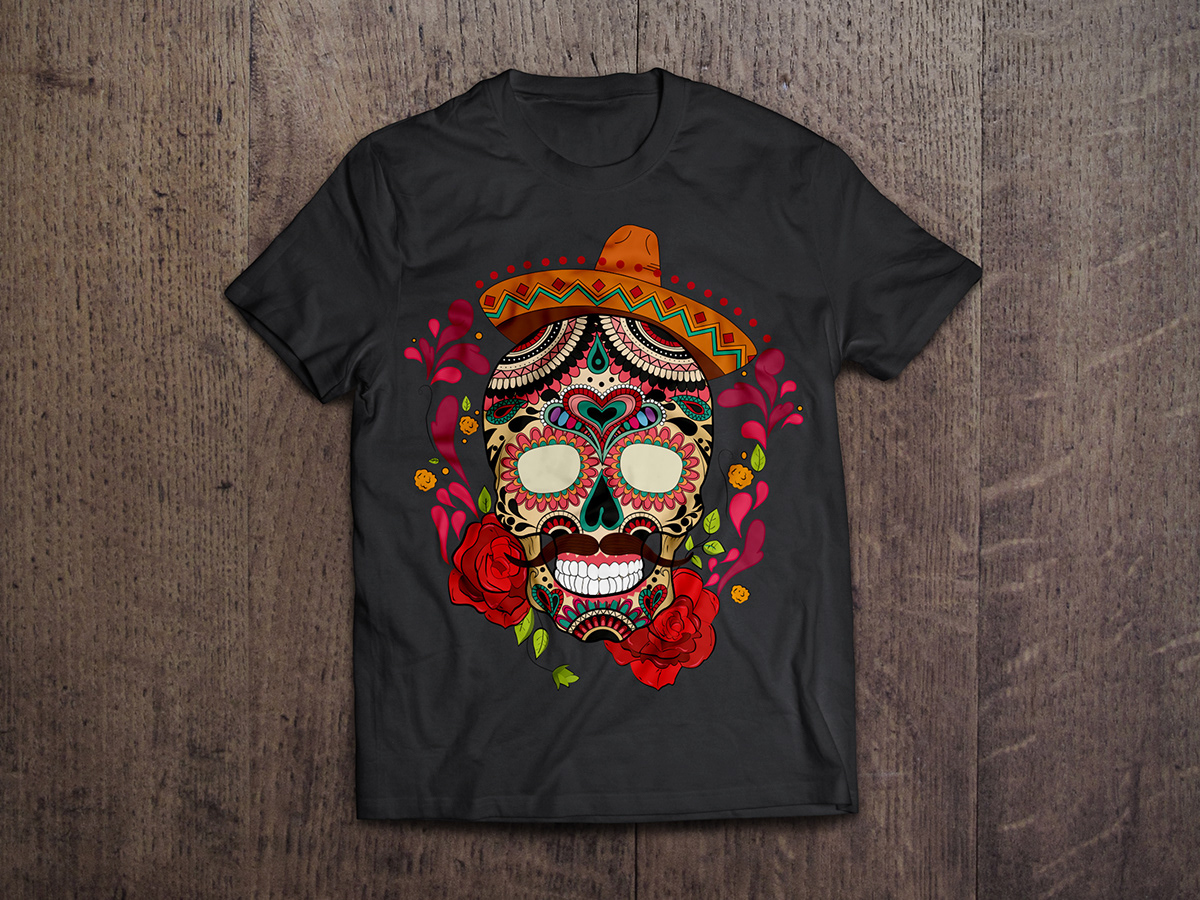 calavera Mexican skull ilustracion