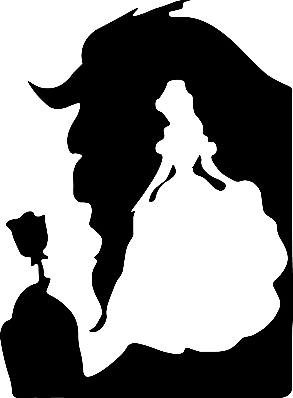 barbie beauty and the beast black doll fairytale sillhoute vectortracing White and Black