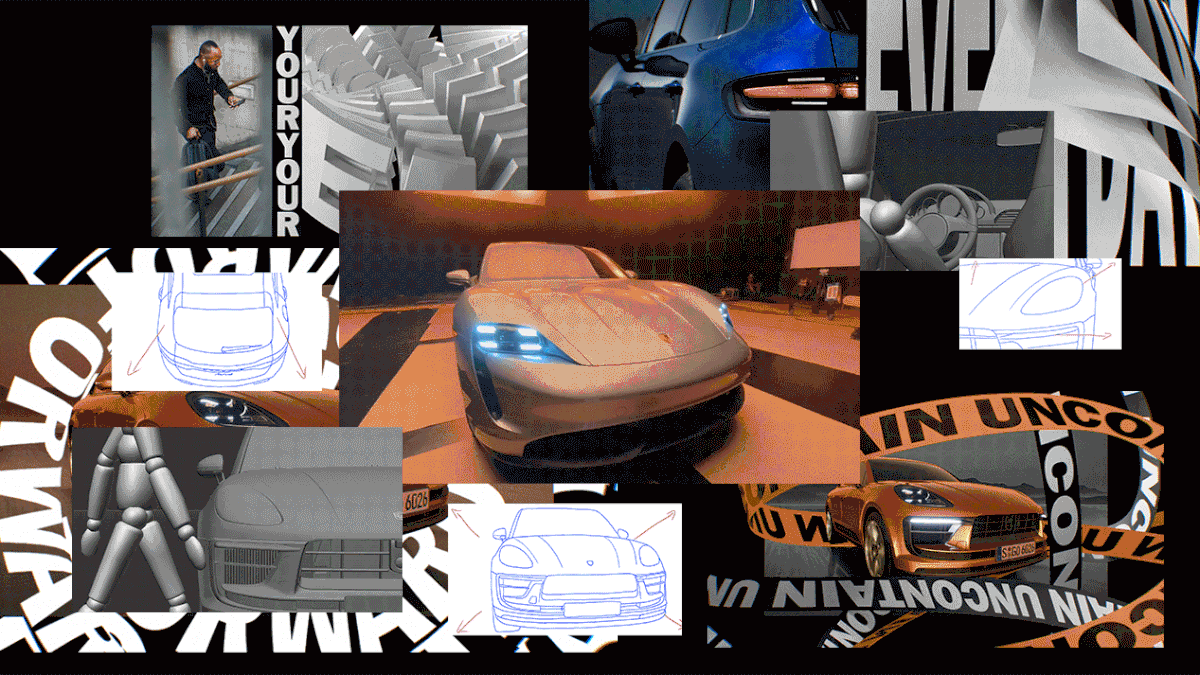 3D Advertising  after effects c4d car design motion design motion graphics  Porsche typography  