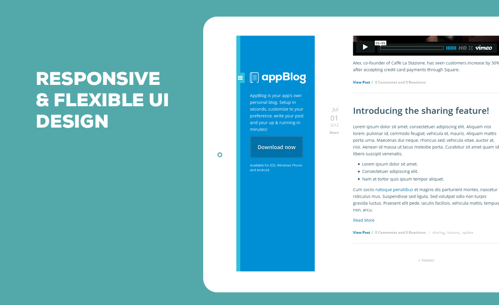 AppBlog tumblr Theme free ui design Blog app Script developer UX design Responsive