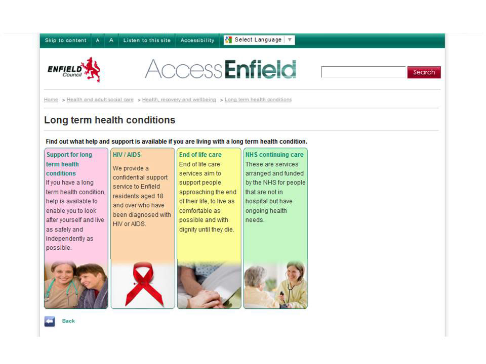 web copy online Website web copywriting Enfield Council web pages online copy social care Health