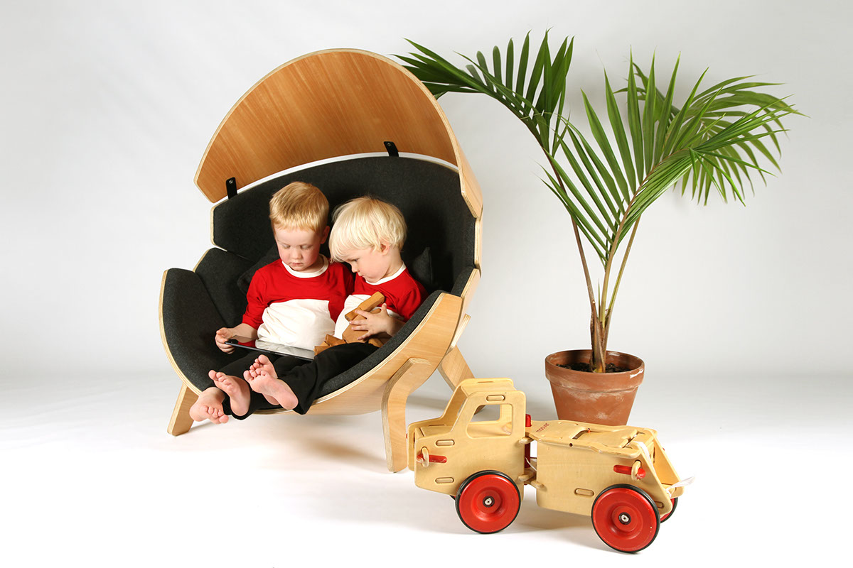 Hideaway children chair furniture childcare kids think SHIFT Thinkandshift newzealand Ply tawa enclosure comfort Wrap