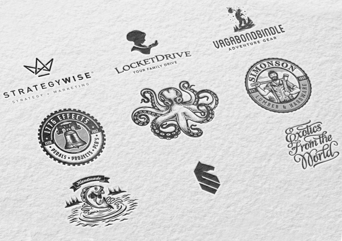 logo Retro vintage milovanovic milos logos lumber octopus lumberjack
