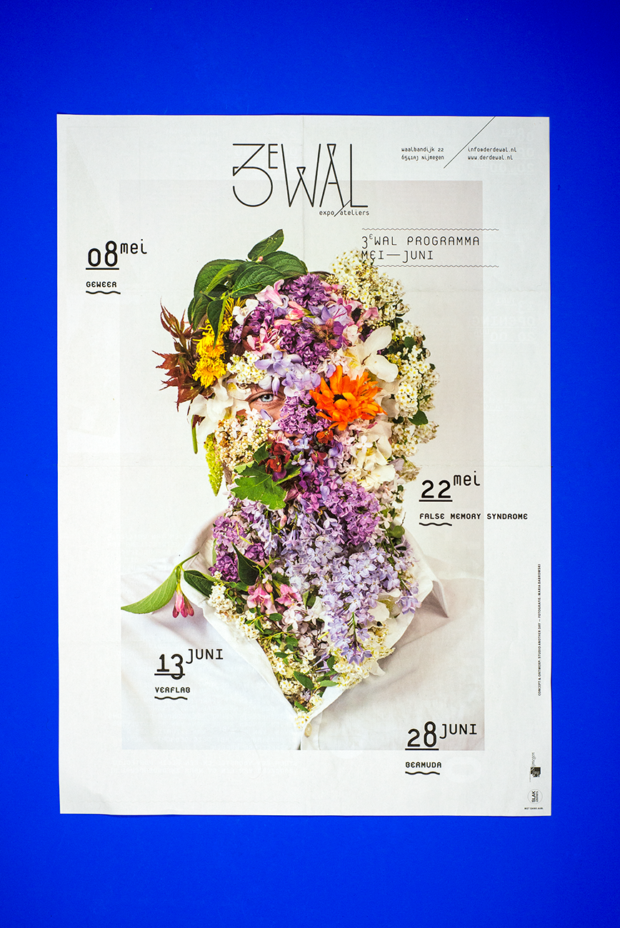 Flowers poster face installation art Real human experimental graphic season Exhibition 
