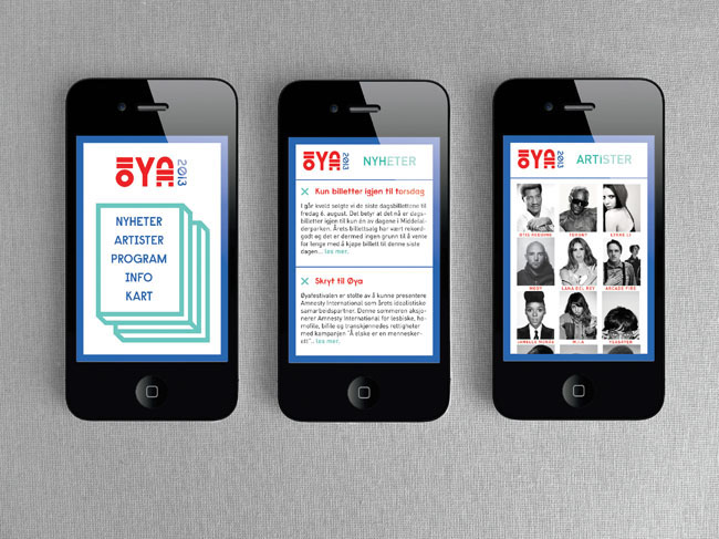 festival oya øya identity frame optical illusion yearbook layers black and white logo visual profile red and blue turquoise