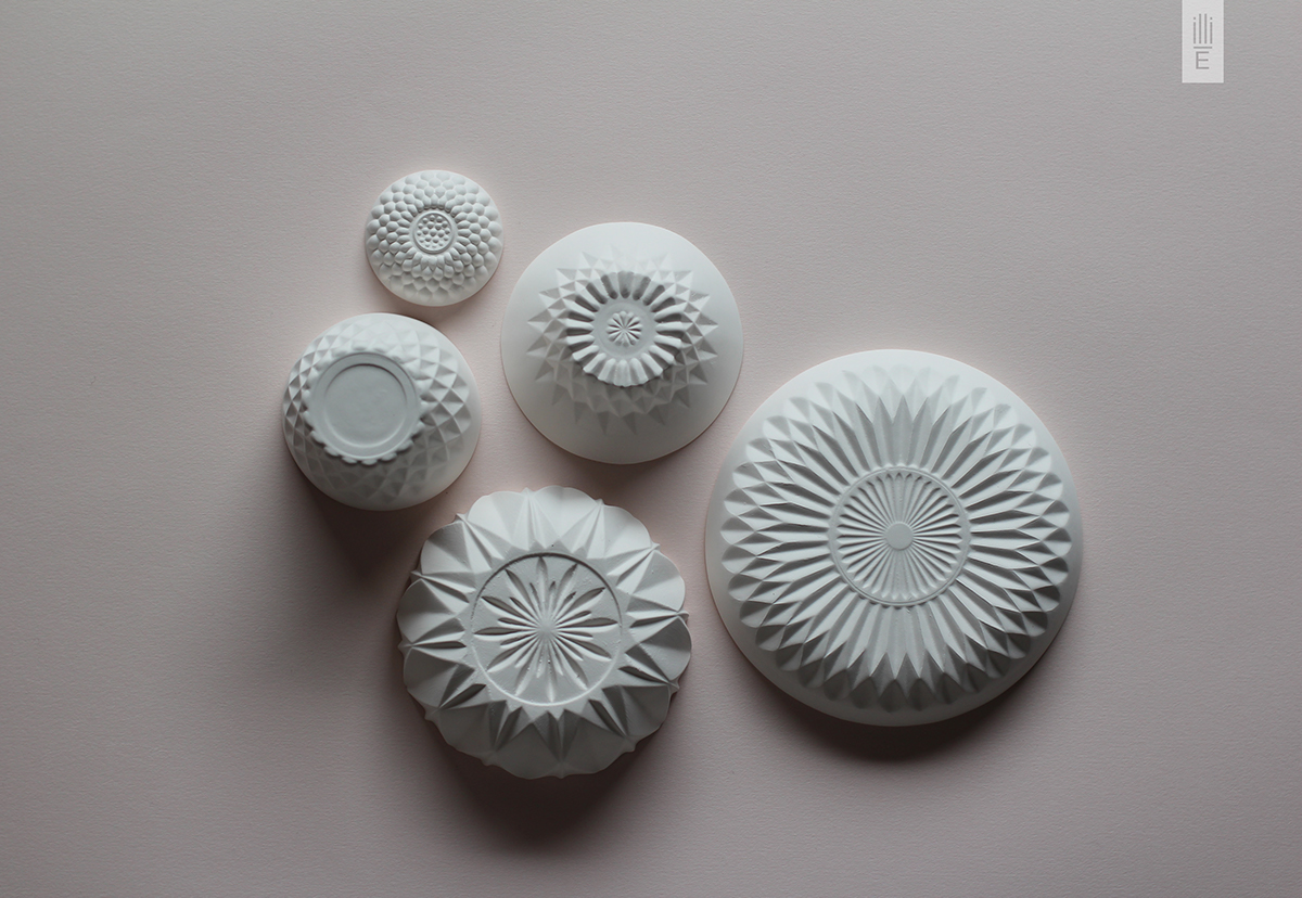 clay ceramic White porcelain pure facet shadow light Art and Craft