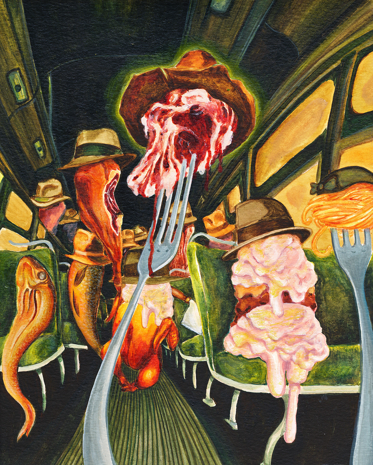 Queneau digital collage acrylic painting Surrealisme psychédélisme expressionisme   Pop Art surrealist expressionist psychedelia exercices de style