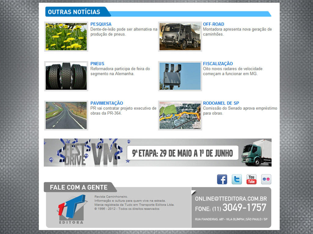 revista site banner newsletter caminhoneiro TT Editora