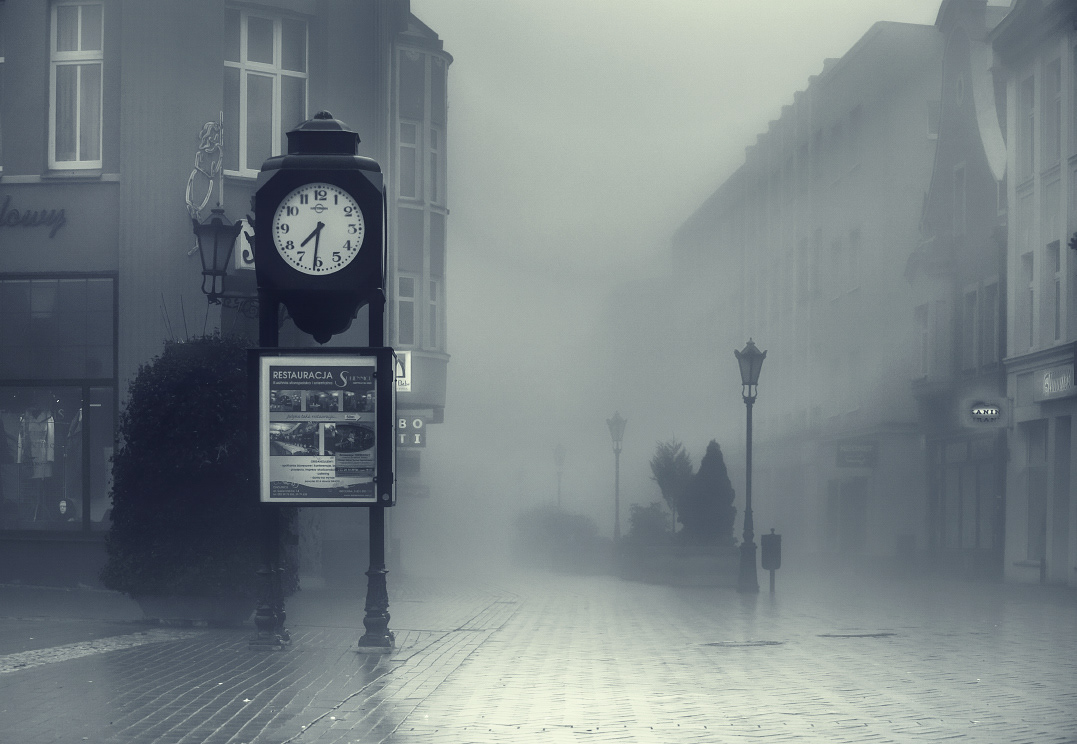 chojnice   city mojebory poland fog seventhirtysomething clock bory_tucholskie warsinski oldtown